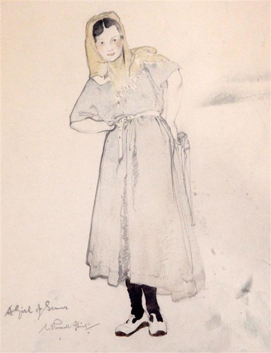 Sir William Russell Flint (1880-1969) A Girl of Semur 10 x 8.25in.